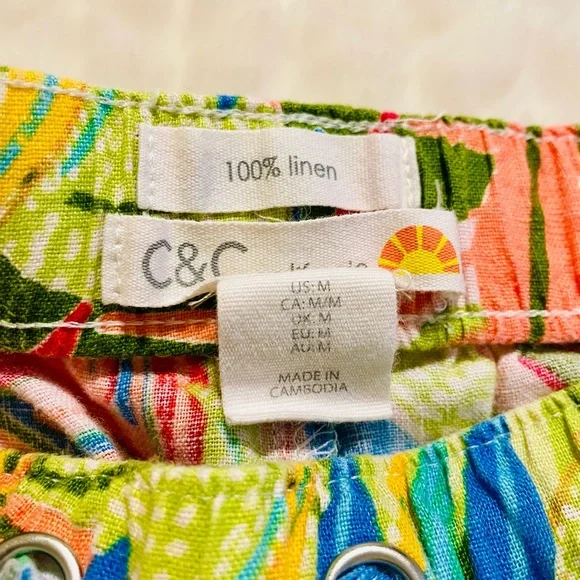 EUC- C&C California Colorful Linen Tank and Shorts Set- Medium - Picture 16 of 16